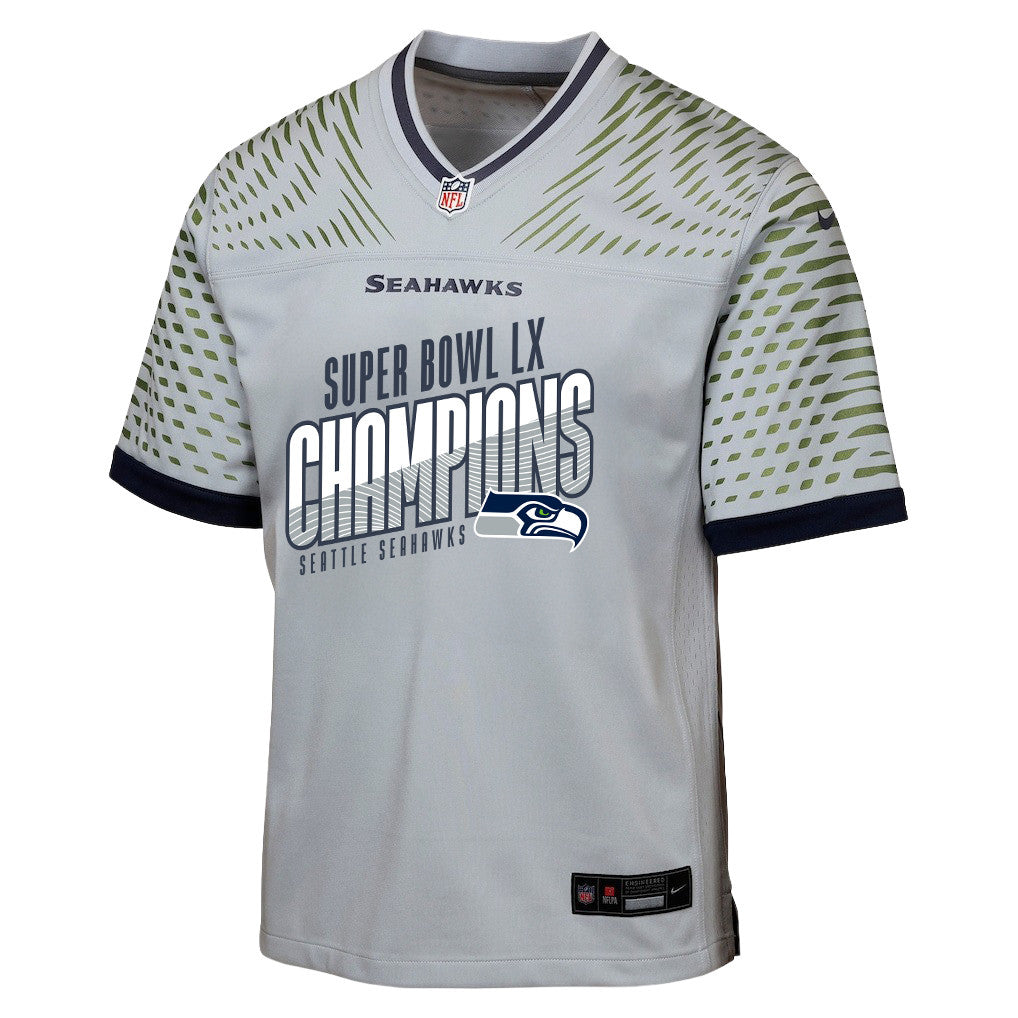Seattle Seahawks Super Bowl LX Champions For Fan Edition Custom Rivalries Collection Game YOUTH Jersey - Gray