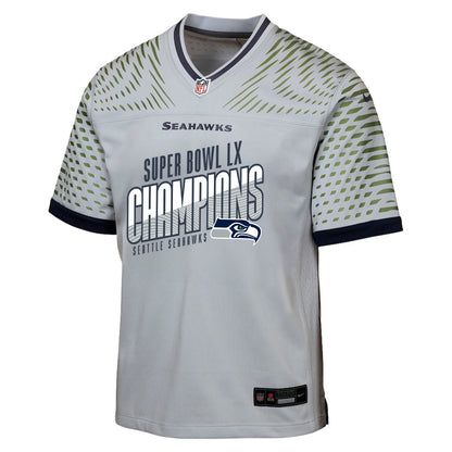 Seattle Seahawks Super Bowl LX Champions For Fan Edition Custom Rivalries Collection Game YOUTH Jersey - Gray