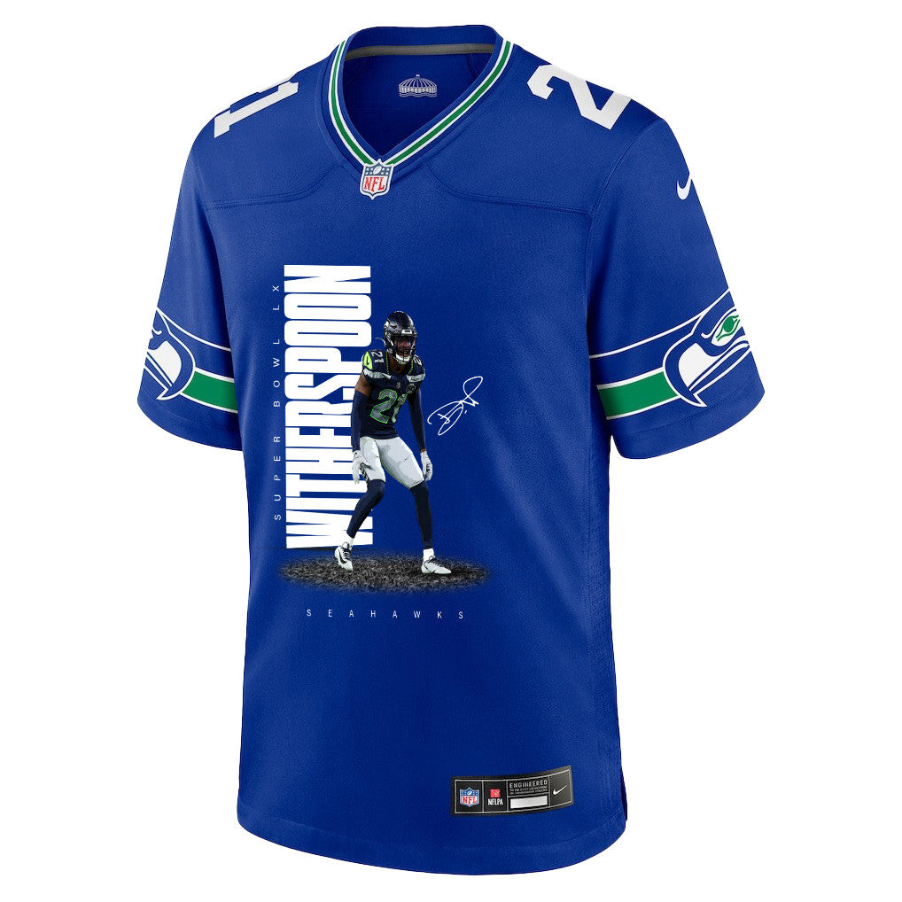 Devon Witherspoon 21 Seattle Seahawks Super Bowl LX Explosive Playmaker Jersey – Royal Blue