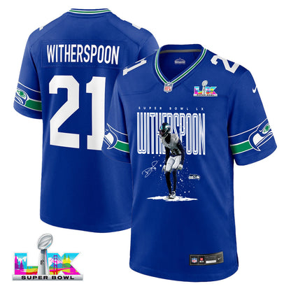 Devon Witherspoon 21 Seattle Seahawks Super Bowl LX Rising Star Jersey – Royal Blue