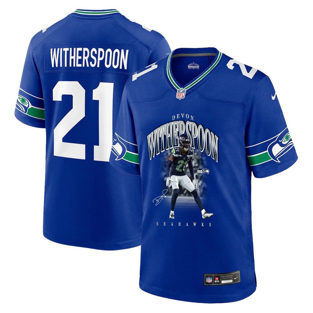 Devon Witherspoon 21 Seattle Seahawks Super Bowl LX Dynamic Ground Game Jersey – Royal Blue