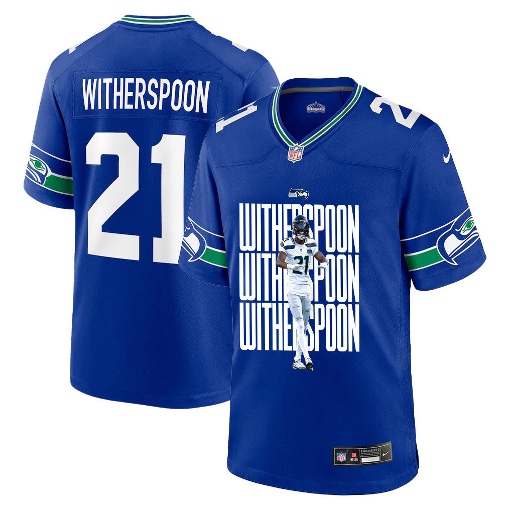 Devon Witherspoon 21 Seattle Seahawks Super Bowl LX Electric Run Threat Jersey – Royal Blue