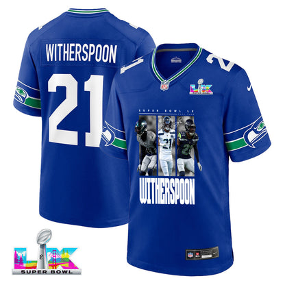 Devon Witherspoon 21 Seattle Seahawks Super Bowl LX Breakaway Speed Jersey – Royal Blue