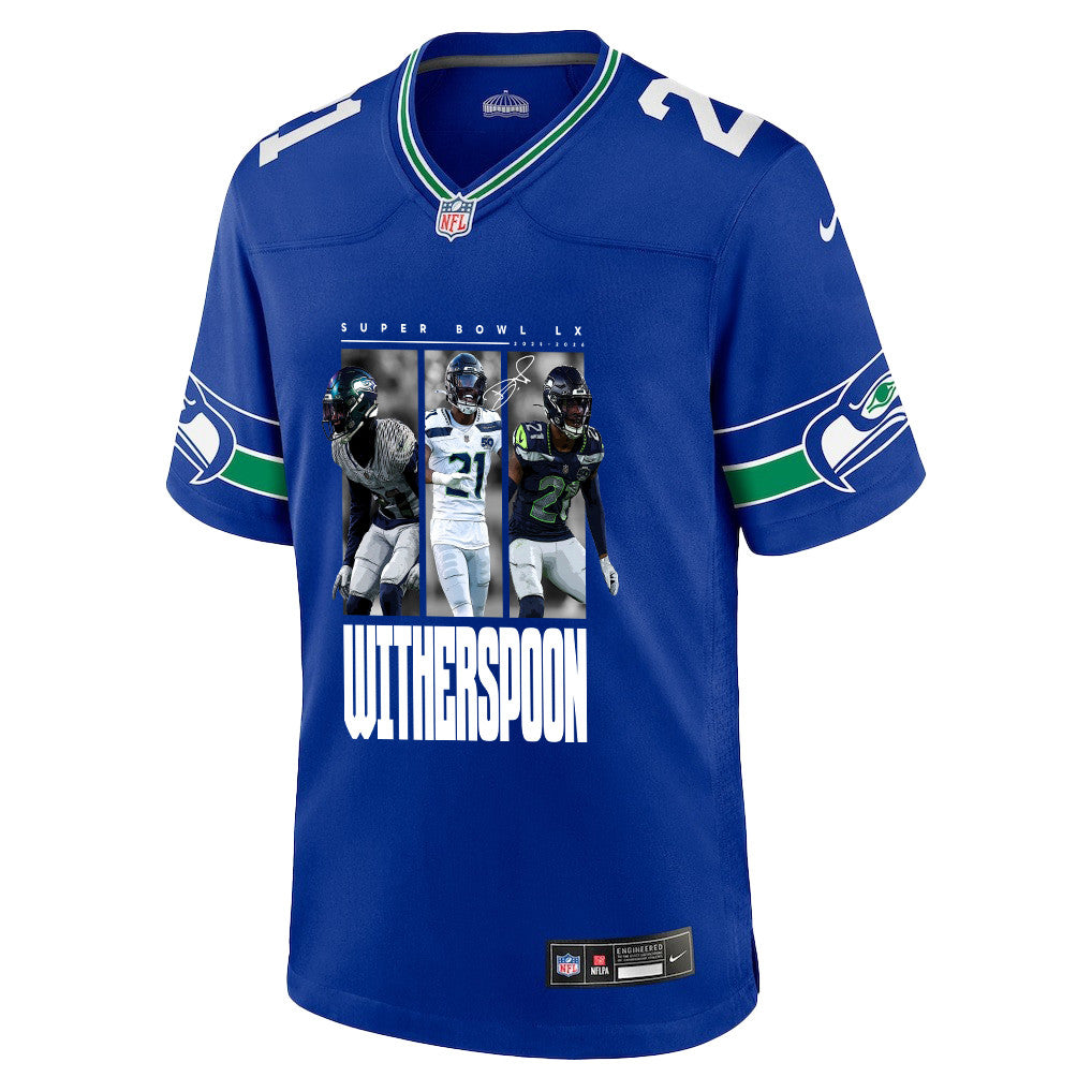 Devon Witherspoon 21 Seattle Seahawks Super Bowl LX Breakaway Speed Jersey – Royal Blue