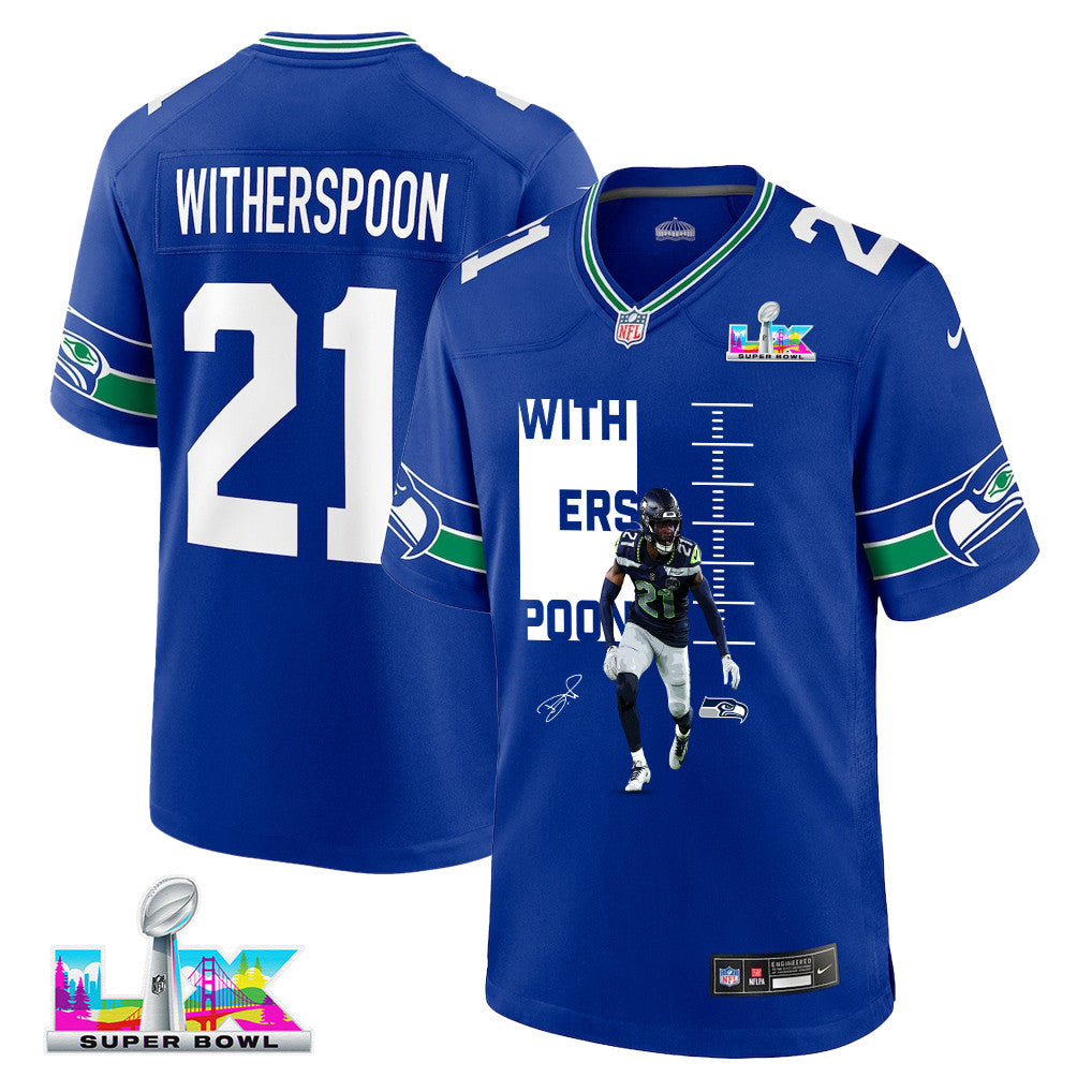 Devon Witherspoon 21 Seattle Seahawks Super Bowl LX Power & Precision Jersey – Royal Blue