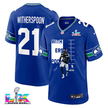 Devon Witherspoon 21 Seattle Seahawks Super Bowl LX Power & Precision Jersey – Royal Blue