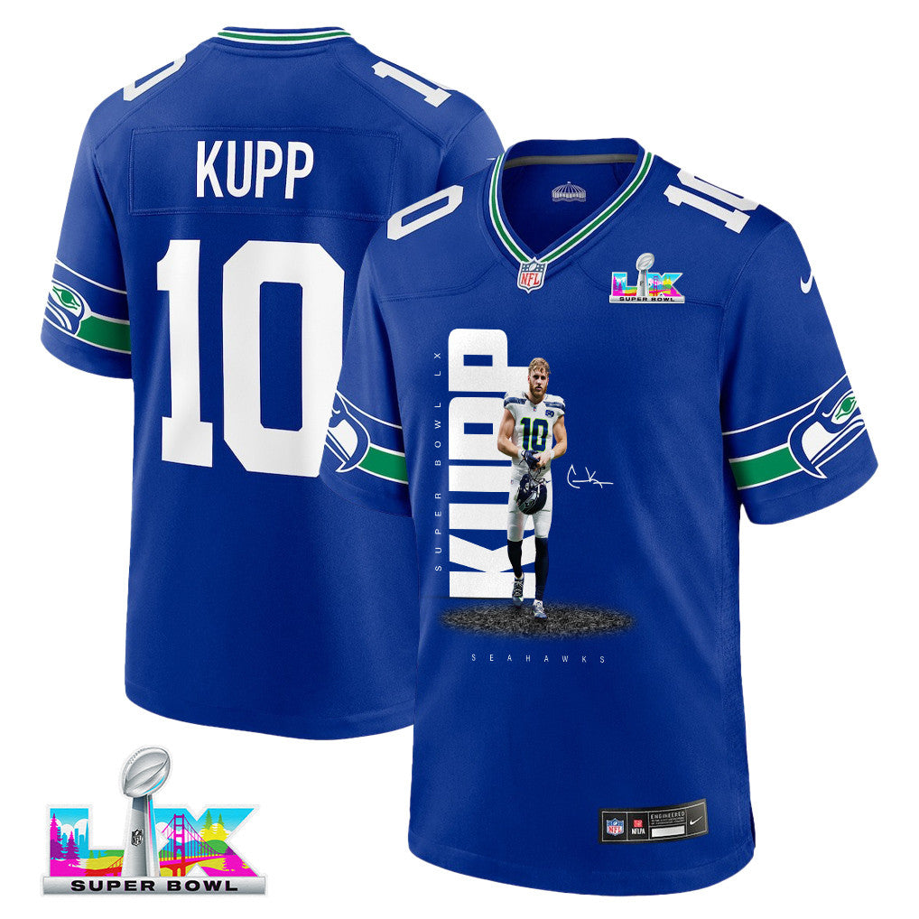 Cooper Kupp 10 Seattle Seahawks Super Bowl LX Explosive Playmaker Jersey – Royal Blue