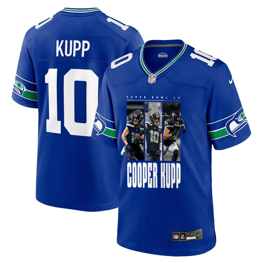 Cooper Kupp 10 Seattle Seahawks Super Bowl LX Electric Run Threat Jersey – Royal Blue