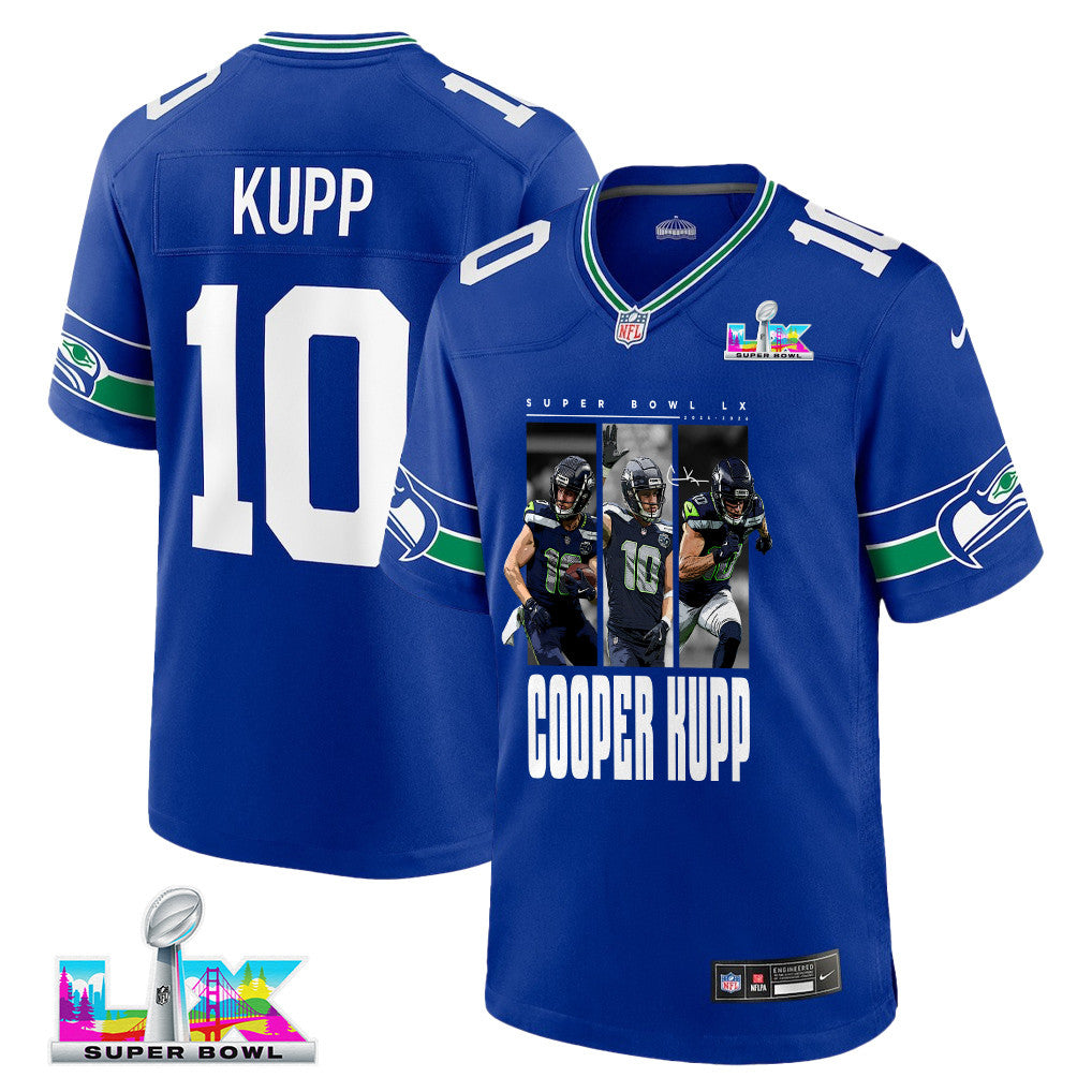 Cooper Kupp 10 Seattle Seahawks Super Bowl LX Electric Run Threat Jersey – Royal Blue