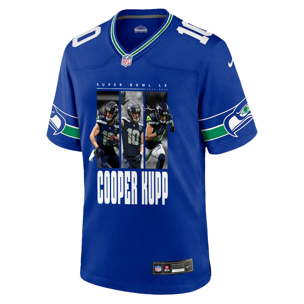 Cooper Kupp 10 Seattle Seahawks Super Bowl LX Electric Run Threat Jersey – Royal Blue