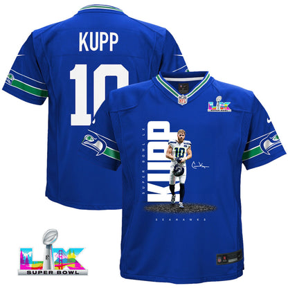 Cooper Kupp 10 Seattle Seahawks Super Bowl LX High-Impact Performer YOUTH Game Jersey– Royal Blue