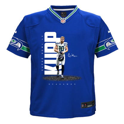 Cooper Kupp 10 Seattle Seahawks Super Bowl LX High-Impact Performer YOUTH Game Jersey– Royal Blue
