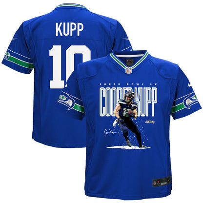 Cooper Kupp 10 Seattle Seahawks Super Bowl LX Fan-Favorite Icon YOUTH Game Jersey– Royal Blue