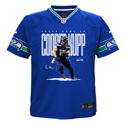Cooper Kupp 10 Seattle Seahawks Super Bowl LX Fan-Favorite Icon YOUTH Game Jersey– Royal Blue