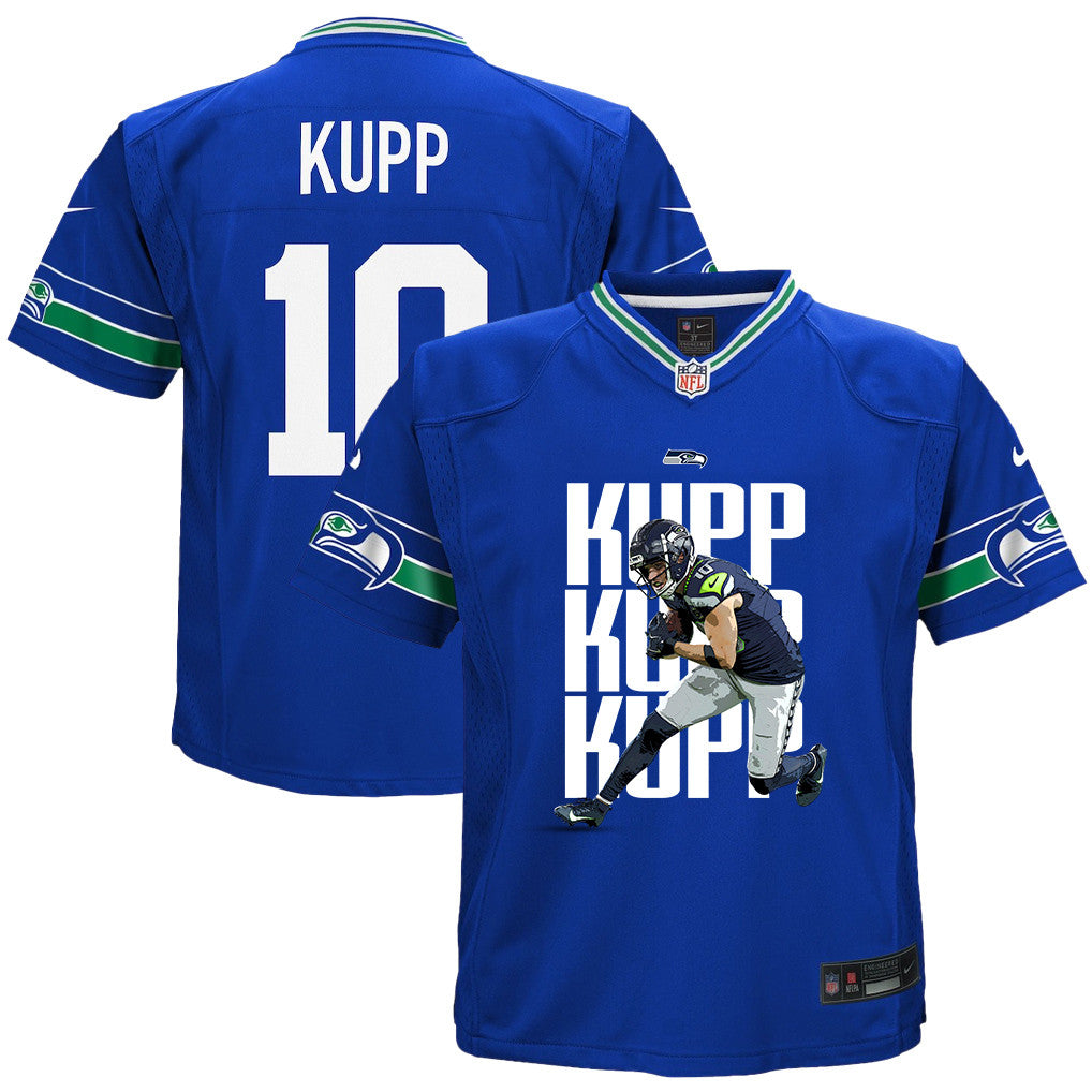 Cooper Kupp 10 Seattle Seahawks Super Bowl LX Offensive Powerhouse YOUTH Game Jersey– Royal Blue
