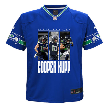 Cooper Kupp 10 Seattle Seahawks Super Bowl LX Championship-Ready YOUTH Game Jersey– Royal Blue