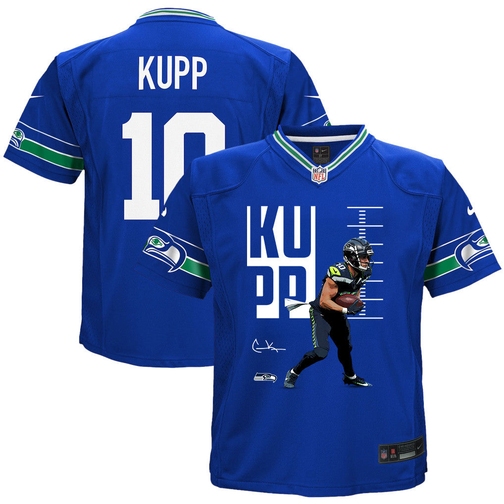 Cooper Kupp 10 Seattle Seahawks Super Bowl LX Game-Breaking Star YOUTH Game Jersey– Royal Blue