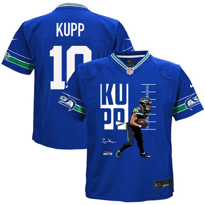 Cooper Kupp 10 Seattle Seahawks Super Bowl LX Game-Breaking Star YOUTH Game Jersey– Royal Blue