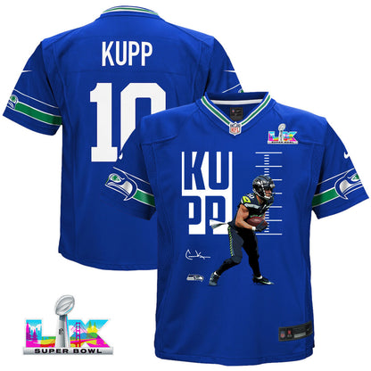 Cooper Kupp 10 Seattle Seahawks Super Bowl LX Game-Breaking Star YOUTH Game Jersey– Royal Blue