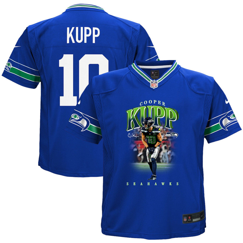 Cooper Kupp 10 Seattle Seahawks Super Bowl LX High-Impact Performer YOUTH Jersey – Royal Blue