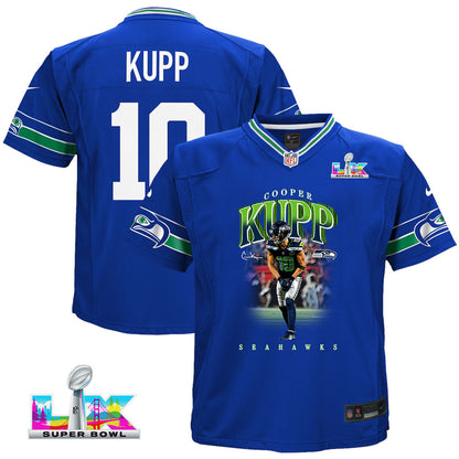 Cooper Kupp 10 Seattle Seahawks Super Bowl LX High-Impact Performer YOUTH Jersey – Royal Blue