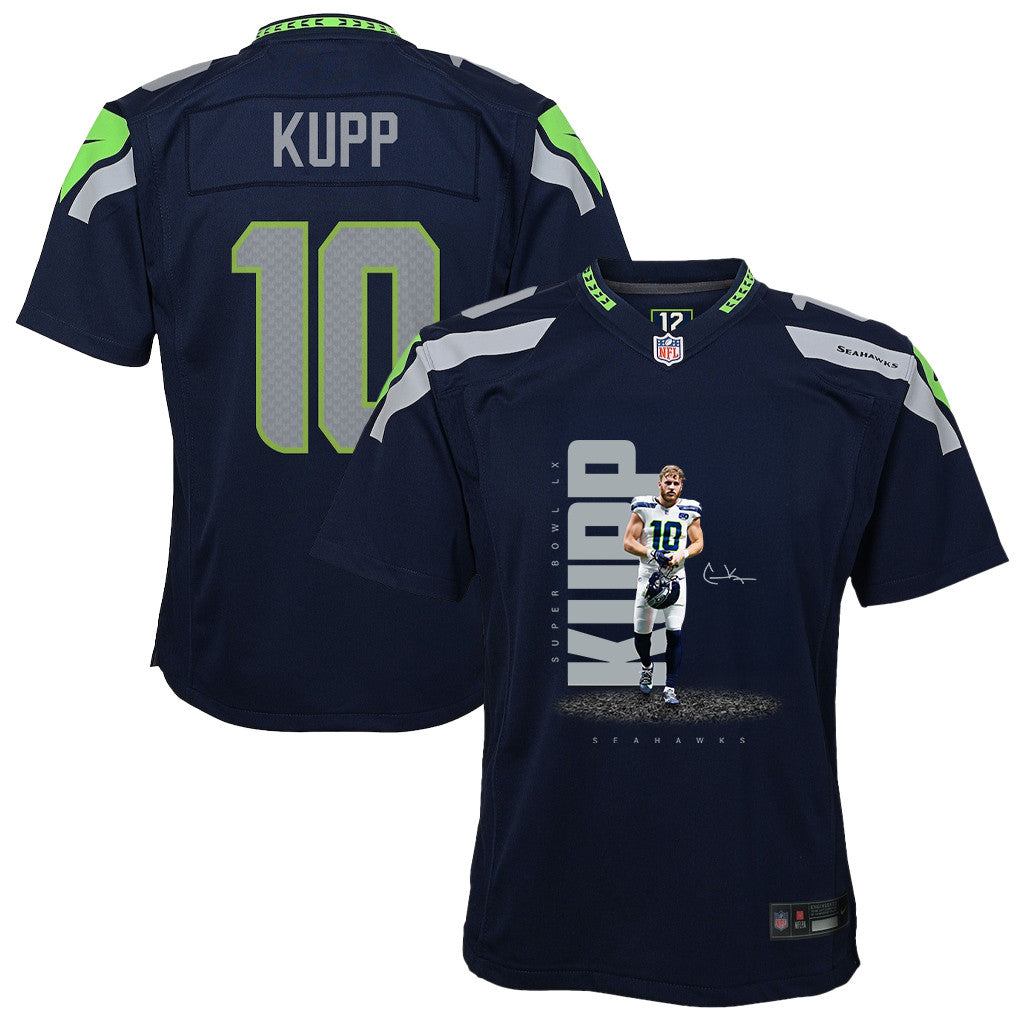 Cooper Kupp 10 Seattle Seahawks Super Bowl LX High-Impact Performer YOUTH Game Jersey– Navy