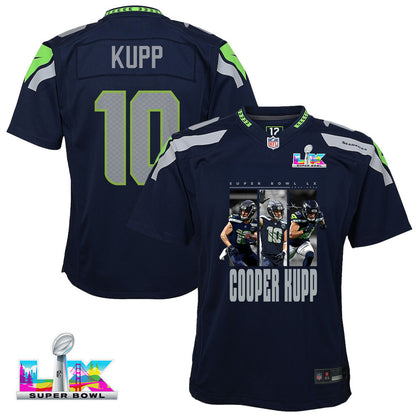 Cooper Kupp 10 Seattle Seahawks Super Bowl LX Championship-Ready YOUTH Game Jersey– Navy