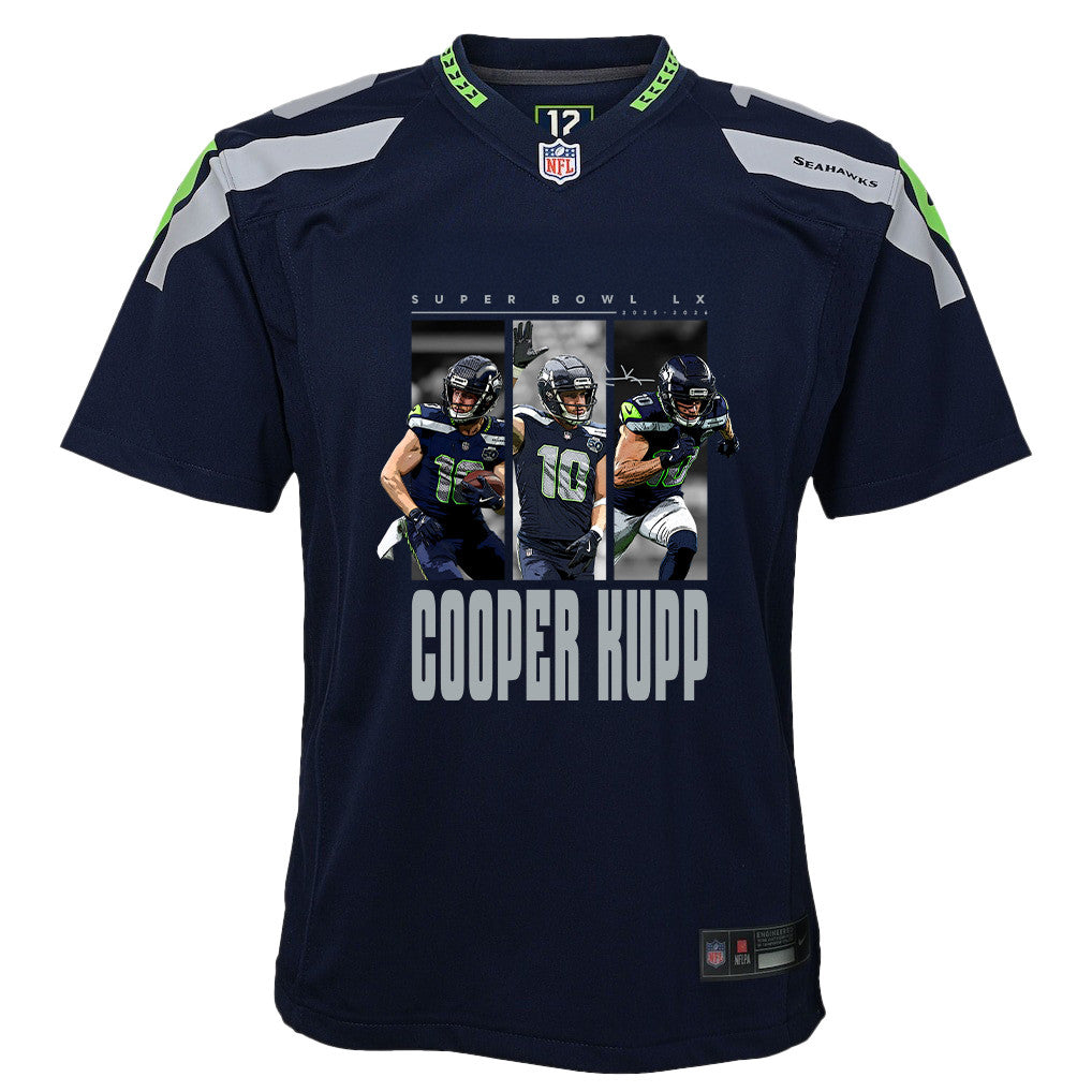 Cooper Kupp 10 Seattle Seahawks Super Bowl LX Championship-Ready YOUTH Game Jersey– Navy