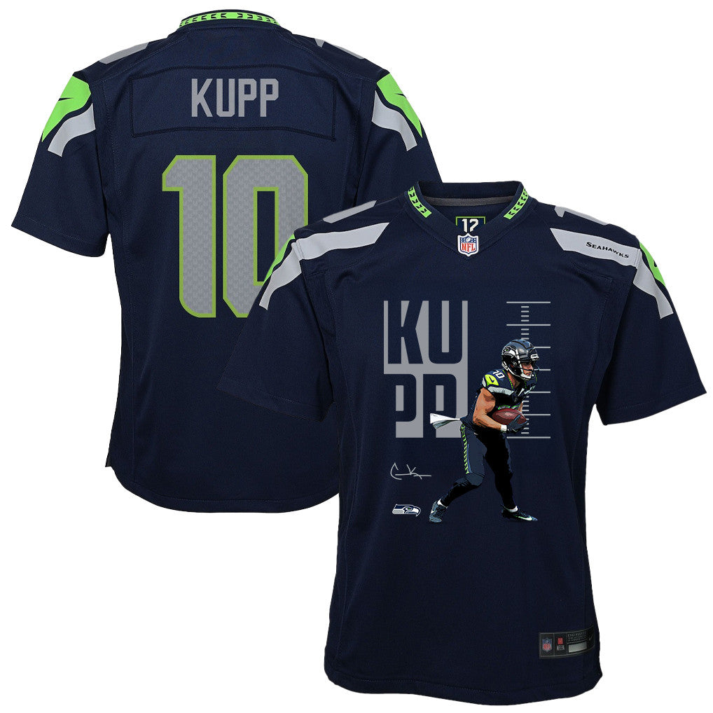 Cooper Kupp 10 Seattle Seahawks Super Bowl LX Game-Breaking Star YOUTH Game Jersey– Navy