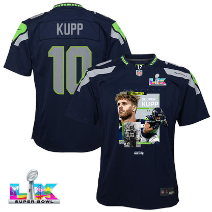 Cooper Kupp 10 Seattle Seahawks Super Bowl LX Dominant Playmaker YOUTH Game Jersey – Navy