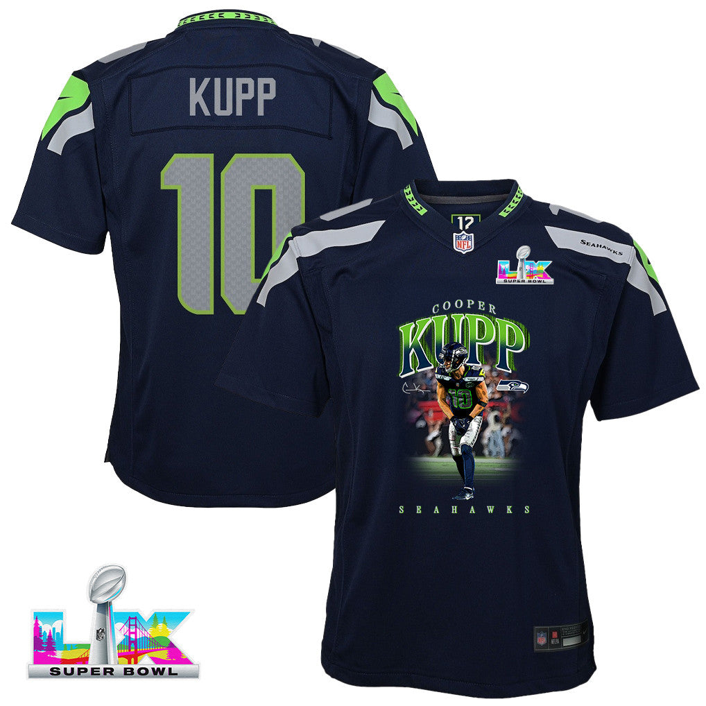 Cooper Kupp 10 Seattle Seahawks Super Bowl LX High-Impact Performer YOUTH Jersey – Navy