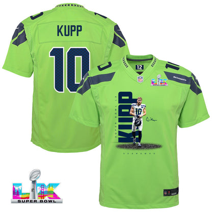 Cooper Kupp 10 Seattle Seahawks Super Bowl LX High-Impact Performer YOUTH Game Jersey– Green