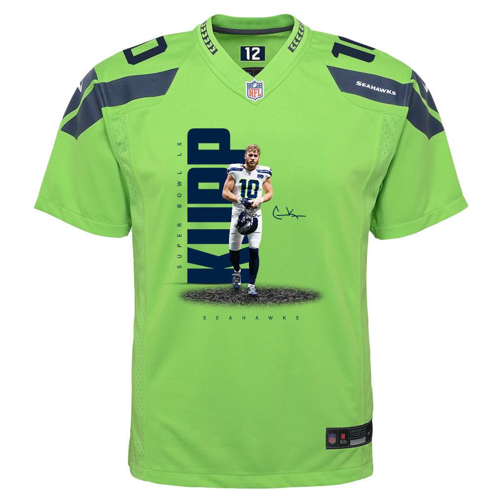 Cooper Kupp 10 Seattle Seahawks Super Bowl LX High-Impact Performer YOUTH Game Jersey– Green
