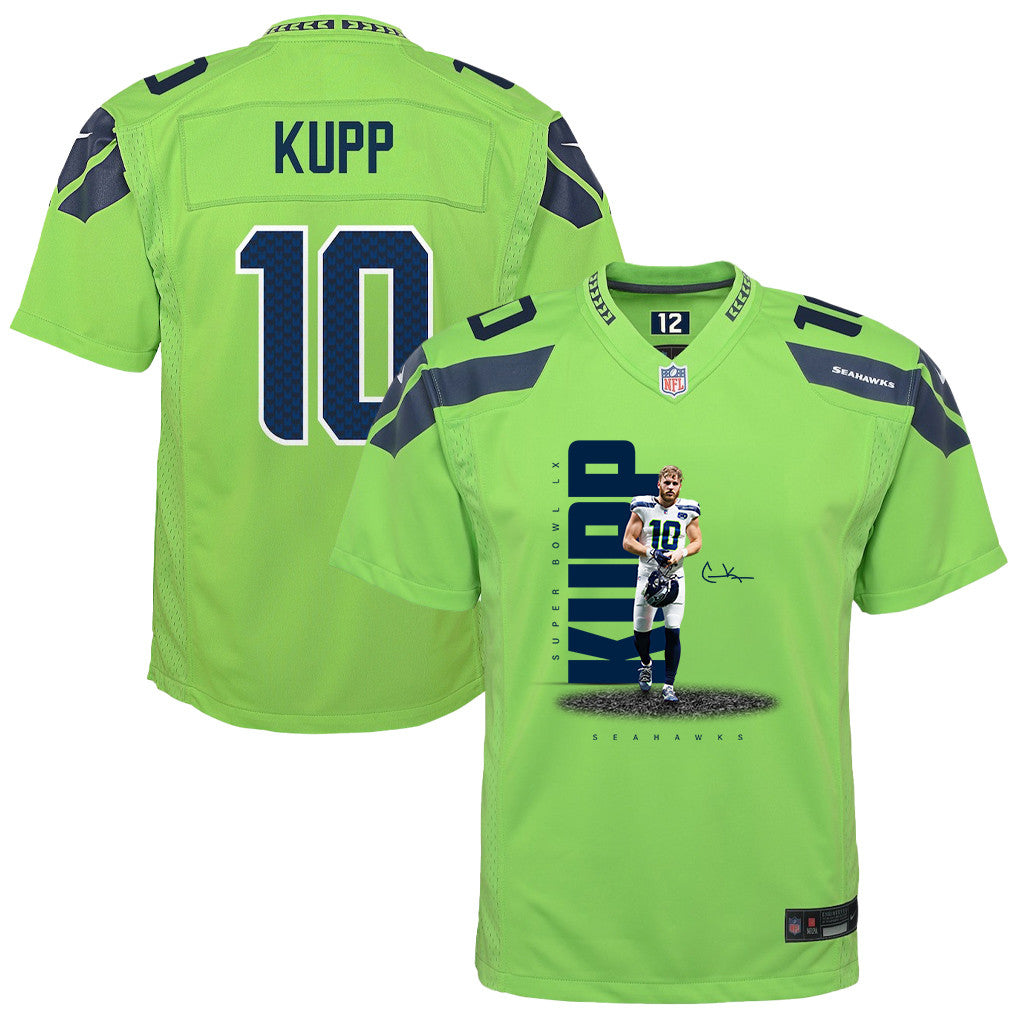 Cooper Kupp 10 Seattle Seahawks Super Bowl LX High-Impact Performer YOUTH Game Jersey– Green