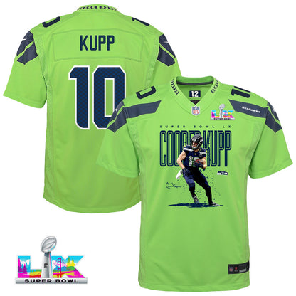 Cooper Kupp 10 Seattle Seahawks Super Bowl LX Fan-Favorite Icon YOUTH Game Jersey– Green