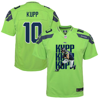 Cooper Kupp 10 Seattle Seahawks Super Bowl LX Offensive Powerhouse YOUTH Game Jersey– Green