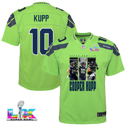 Cooper Kupp 10 Seattle Seahawks Super Bowl LX Championship-Ready YOUTH Game Jersey– Green
