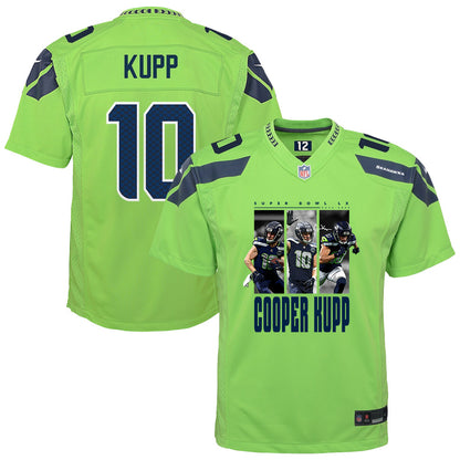 Cooper Kupp 10 Seattle Seahawks Super Bowl LX Championship-Ready YOUTH Game Jersey– Green