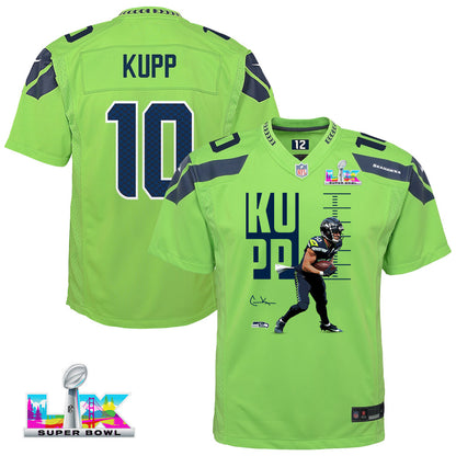 Cooper Kupp 10 Seattle Seahawks Super Bowl LX Game-Breaking Star YOUTH Game Jersey– Green