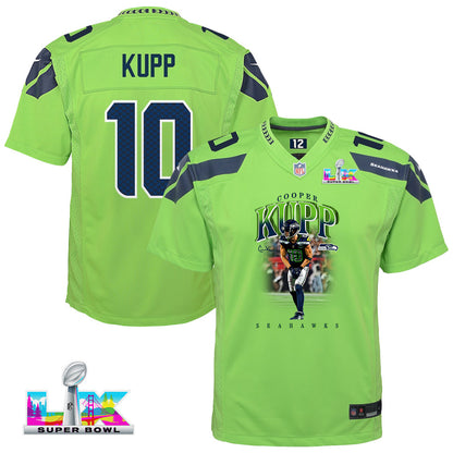 Cooper Kupp 10 Seattle Seahawks Super Bowl LX High-Impact Performer YOUTH Jersey – Green