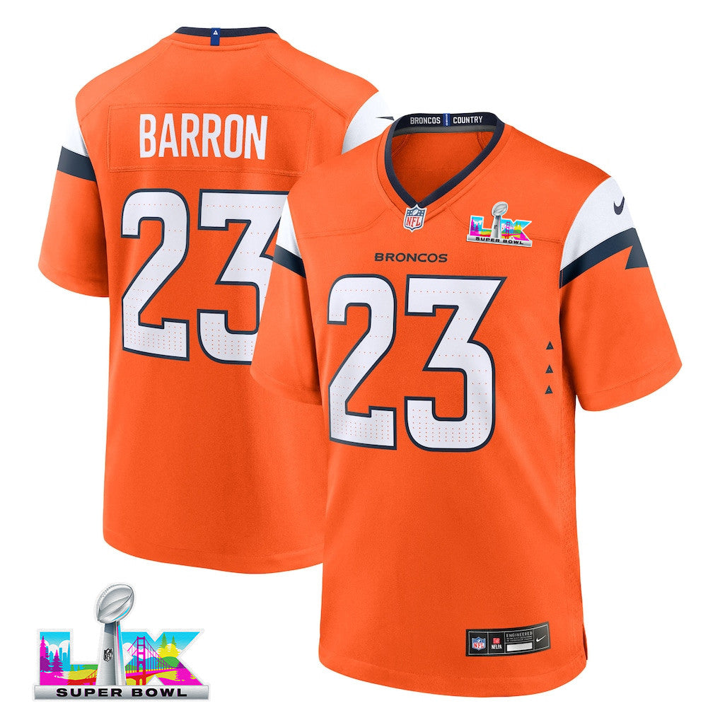 Jahdae Barron 23 Denver Broncos 2026 Super Bowl LX - Orange Game Jersey