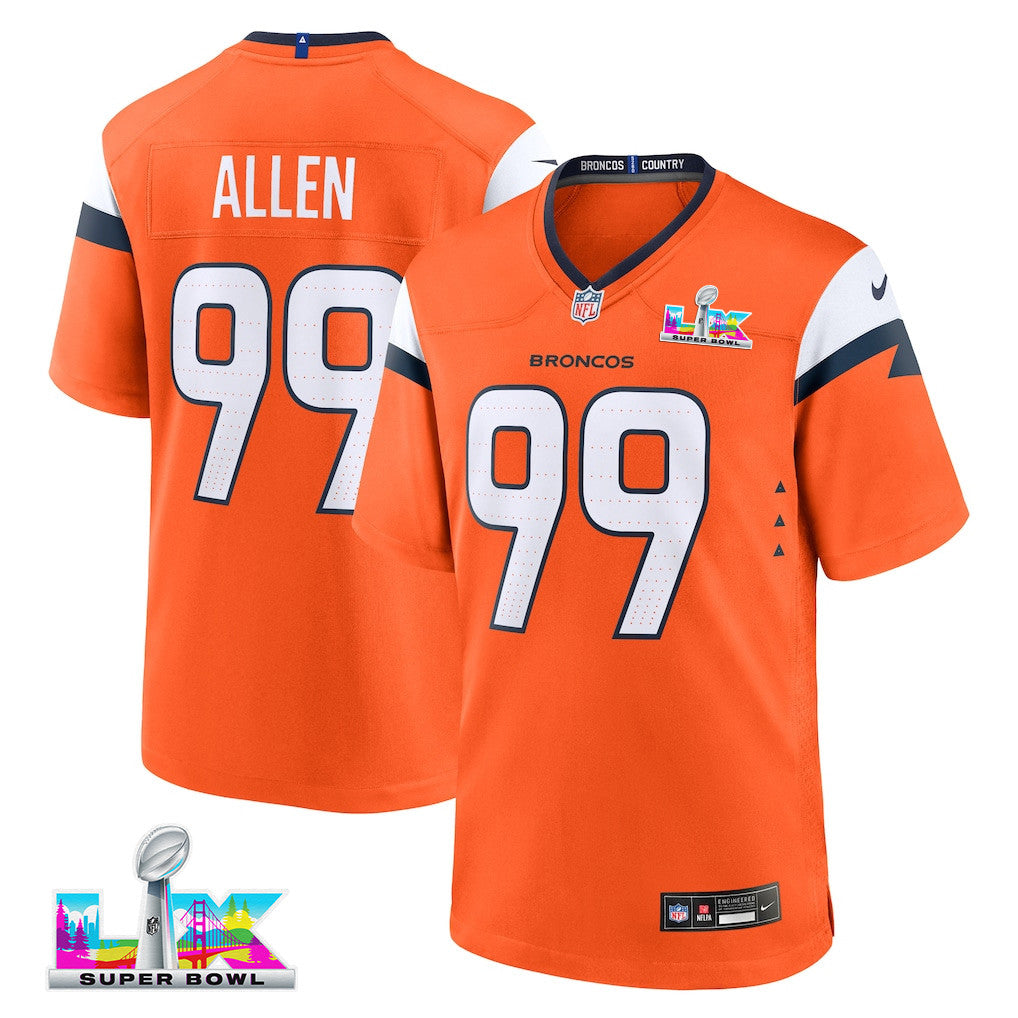Zach Allen 99 Denver Broncos 2026 Super Bowl LX - Orange Game Jersey