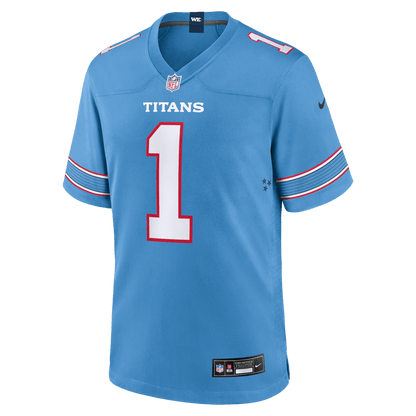 Cameron Ward 1 Tennessee Titans Game Jersey - Light Blue