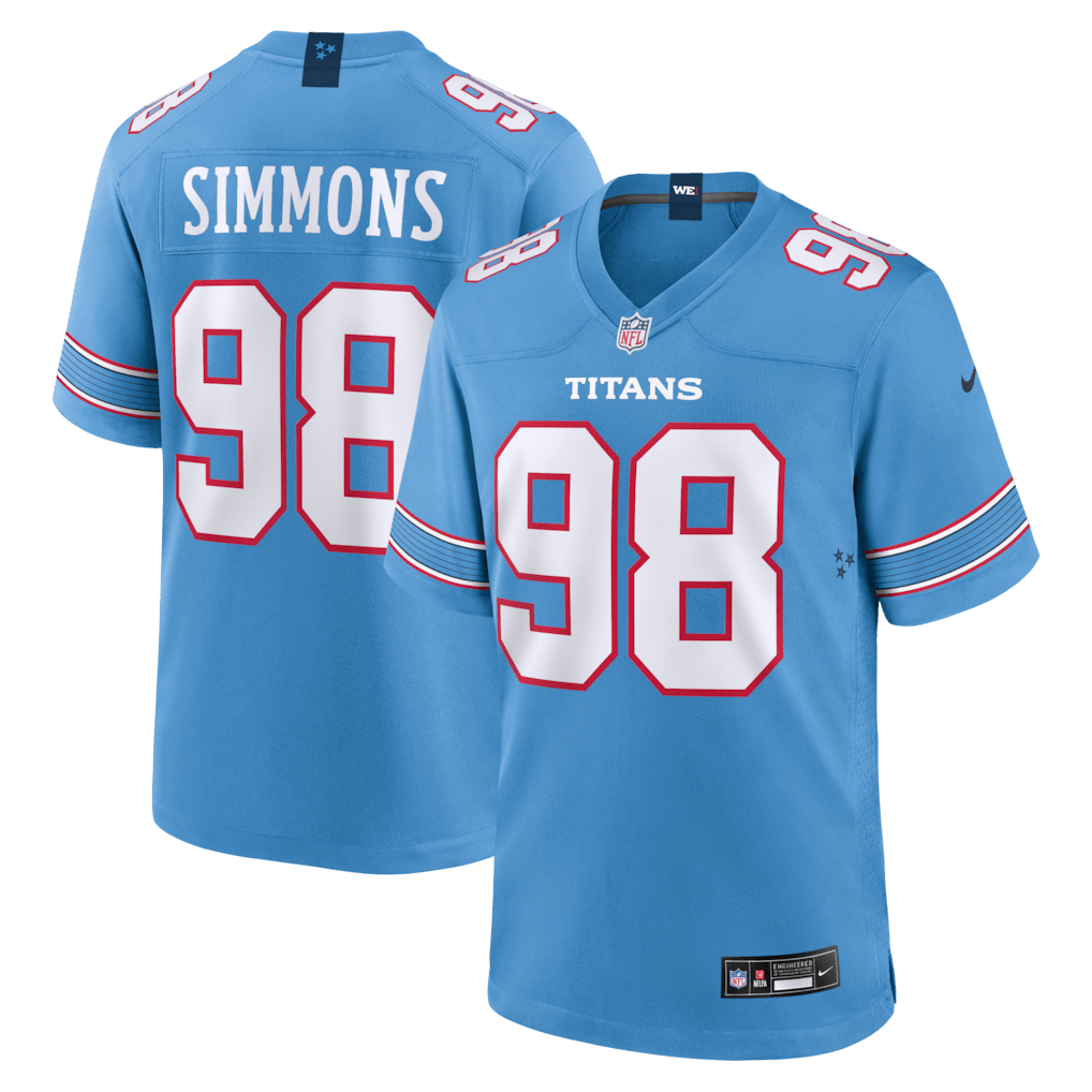 Jeffery Simmons 98 Tennessee Titans Game Jersey - Light Blue