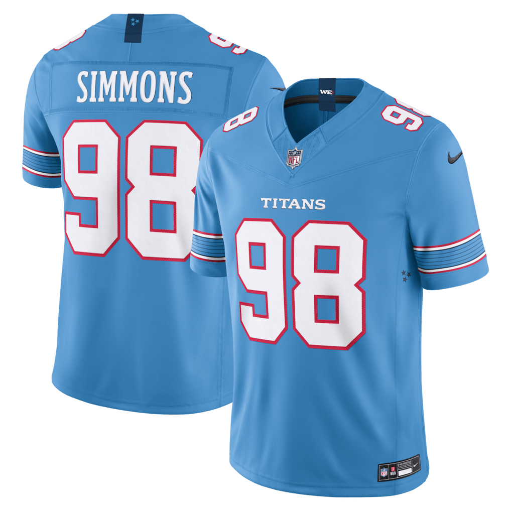 Jeffery Simmons 98 Tennessee Titans Vapor F.U.S.E. Jersey - Light Blue