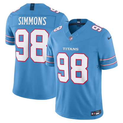 Jeffery Simmons 98 Tennessee Titans Vapor F.U.S.E. Jersey - Light Blue
