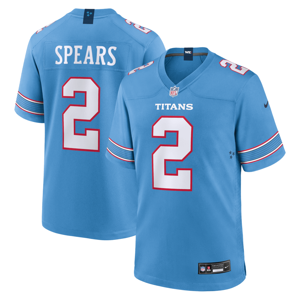 Tyjae Spears 2 Tennessee Titans Game Jersey - - Light Blue