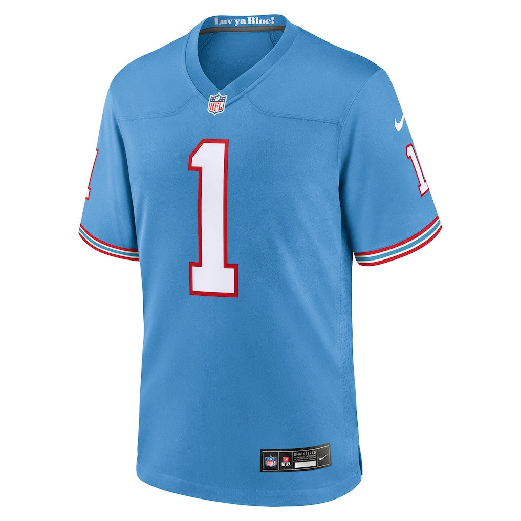 Warren Moon 1 Tennessee Titans Retired Alternate Game Jersey - Light Blue