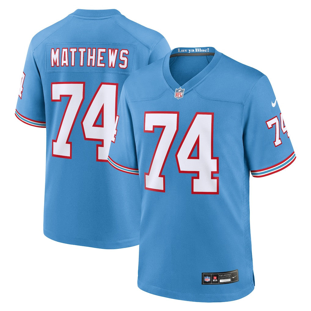 Bruce Matthews 74 Tennessee Titans Retired Alternate Game Jersey - Light Blue