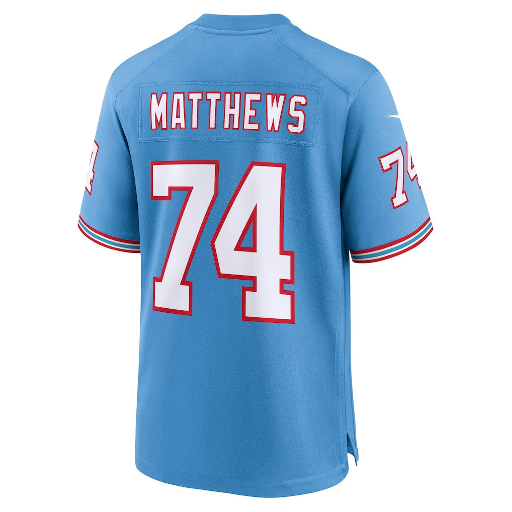 Bruce Matthews 74 Tennessee Titans Retired Alternate Game Jersey - Light Blue